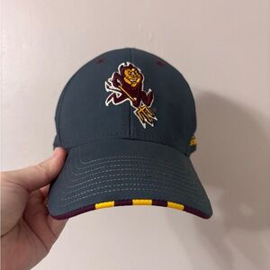 ASU Arizona State Univ Sun Devils Dark Gray, Maroon, & Gold Cap w/ Logo Sz S/M